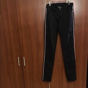 Black Pants with White Side Stripes